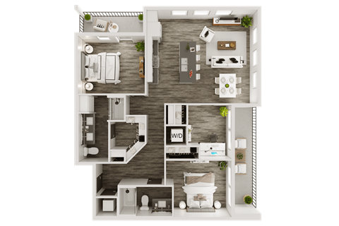 Floor plan for 3 beds, 2 baths, 1172 sqft